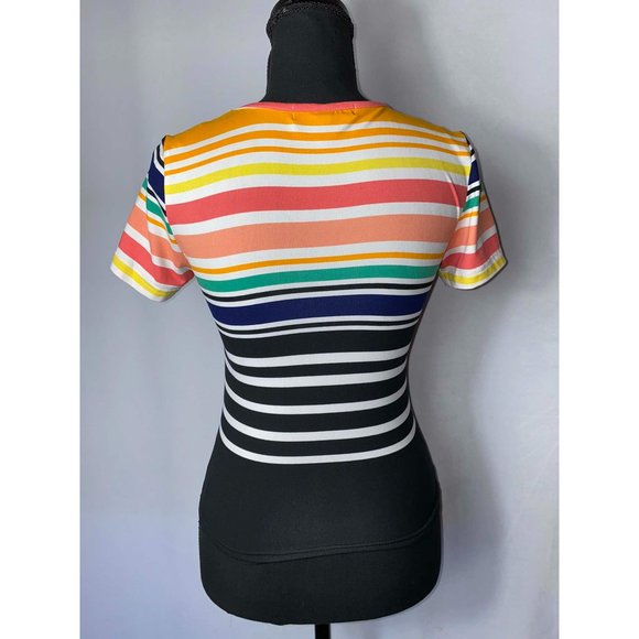 Derek Heart Fitted Multicolored Striped Shirt Size Small - Picture 3 of 6